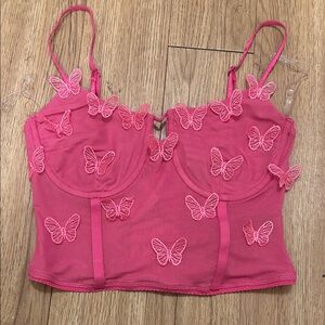 Windsor Pink Butterfly Mesh Top